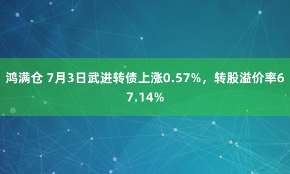 鸿满仓 7月3日武进转债上涨0.57%，转股溢价率67.14%