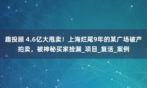 趣投顾 4.6亿大甩卖!上海烂尾9年的某广场破产拍卖,被神秘买家捡漏_项目_复活_案例