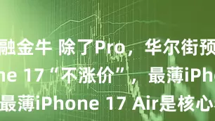 融金牛 除了Pro,华尔街预计iPhone 17“不涨价”,最薄iPhone 17 Air是核心看点